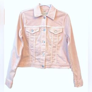 MICHAEL KORS Basics Button Front Denim Jacket Blossom Pink Size XL